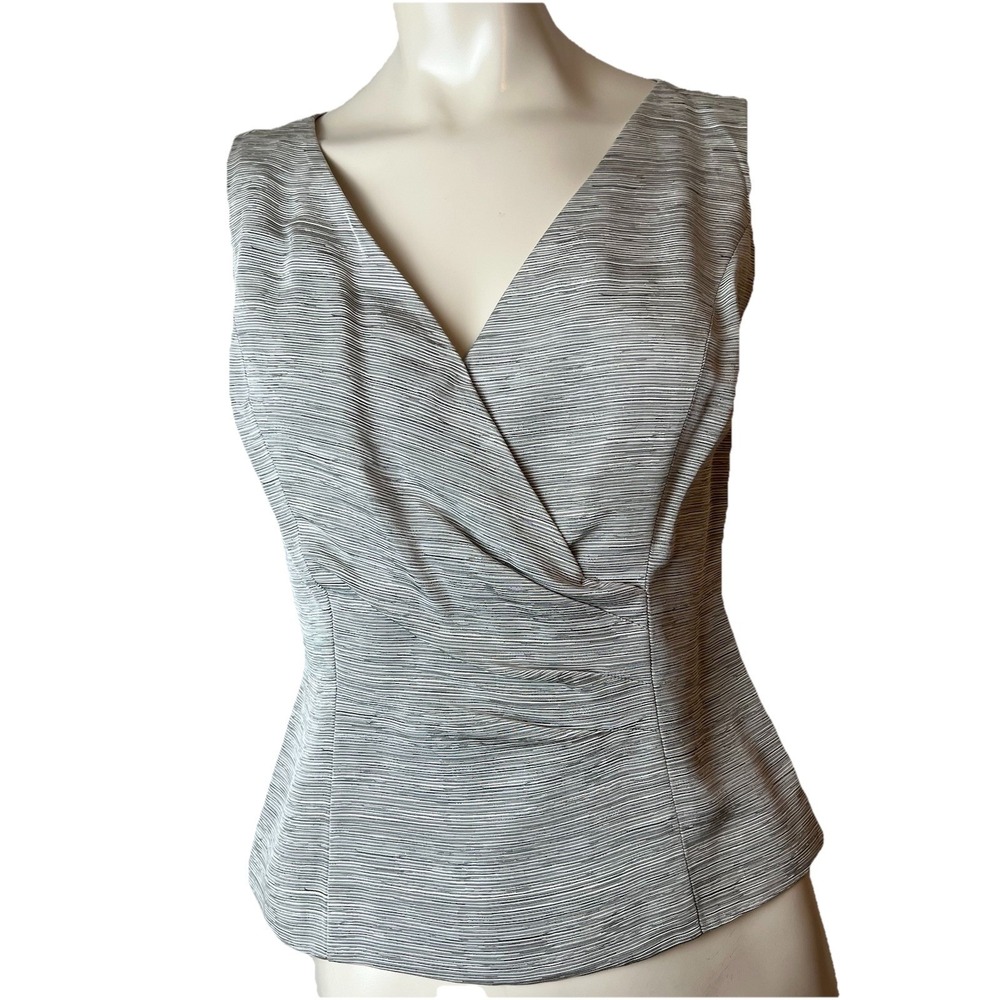 Doncaster Collection Gray Faux Wrap Dressy Side Zip Sleeveless Top Size 2